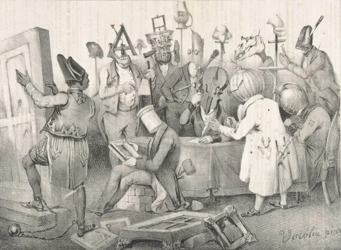 Framed Print : Fameux Jury de Peinture. Salon de 1841, March 20, 1841. Creator: Clement Pruche Framed Print : Fameux Jury de Peinture. Salon de 1841, March 20, 1841. Creator: Clement Pruche