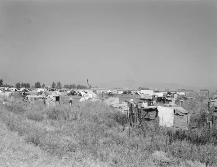 Framed Print : Families camped on flat before season opens... near Merrill, Klamath County, Oregon, 1939 Creator: Dorothea Lange Framed Print : Families camped on flat before season opens... near Merrill, Klamath County, Oregon, 1939 Creator: Dorothea Lange