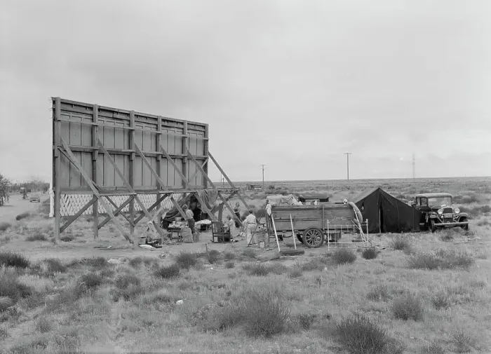 Framed Print : Three families camped on the plains along US99 in California, 1938. Creator: Dorothea Lange Framed Print : Three families camped on the plains along US99 in California, 1938. Creator: Dorothea Lange
