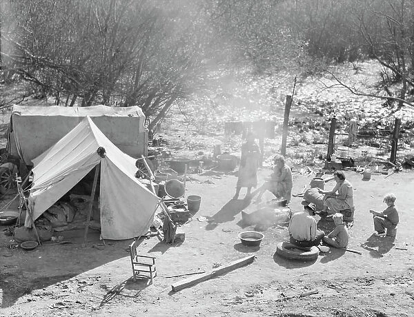 Two families, camped by the roadside near Santa Maria, California, 1937. Creator: Dorothea Lange