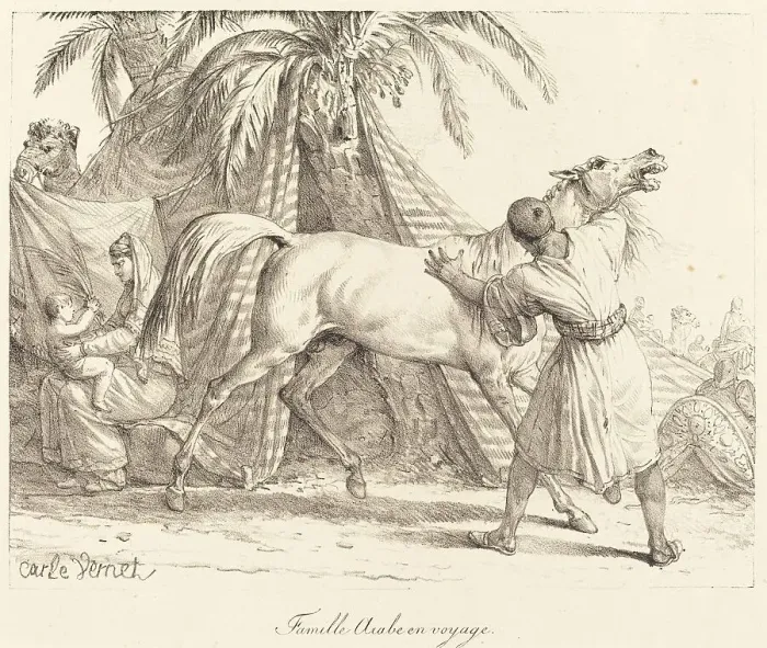 Framed Print : Famille Arabe en voyage, c. 1818. Travelling Arab family. Creator: Carle Vernet Framed Print : Famille Arabe en voyage, c. 1818. Travelling Arab family. Creator: Carle Vernet