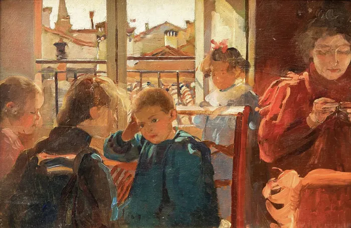 Framed Print : My family, 1898. Creator: Scorzoni, Alessandro (1858-1933)