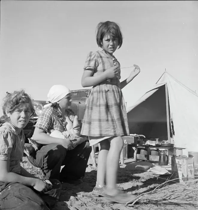 Framed Print : Part of family arrived the night before...near Holtville, Imperial Valley, California, 1939. Creator: Dorothea Lange Framed Print : Part of family arrived the night before...near Holtville, Imperial Valley, California, 1939. Creator: Dorothea Lange