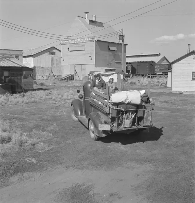 Framed Print : Part of family come for work in potatoes, Tulelake, Siskiyou County, California, 1939. Creator: Dorothea Lange Framed Print : Part of family come for work in potatoes, Tulelake, Siskiyou County, California, 1939. Creator: Dorothea Lange