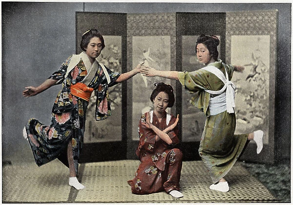 A Family Dance in Japan, c1890. Artist: Charles Gillot