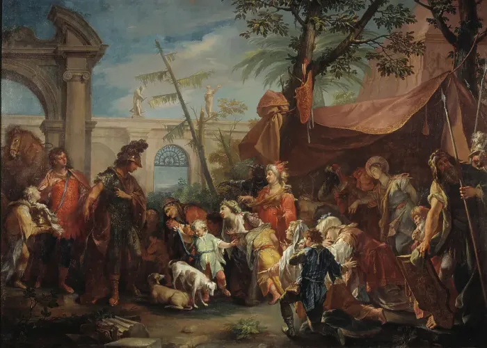 Framed Print : The Family of Darius Pleading to Alexander, mid-18th century. Creator: Gaspare Diziani Framed Print : The Family of Darius Pleading to Alexander, mid-18th century. Creator: Gaspare Diziani