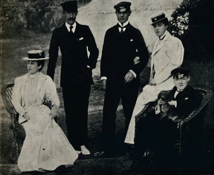 Framed Print : Family Group at Cowes, early 1890s, (1945). Creator: Unknown Framed Print : Family Group at Cowes, early 1890s, (1945). Creator: Unknown