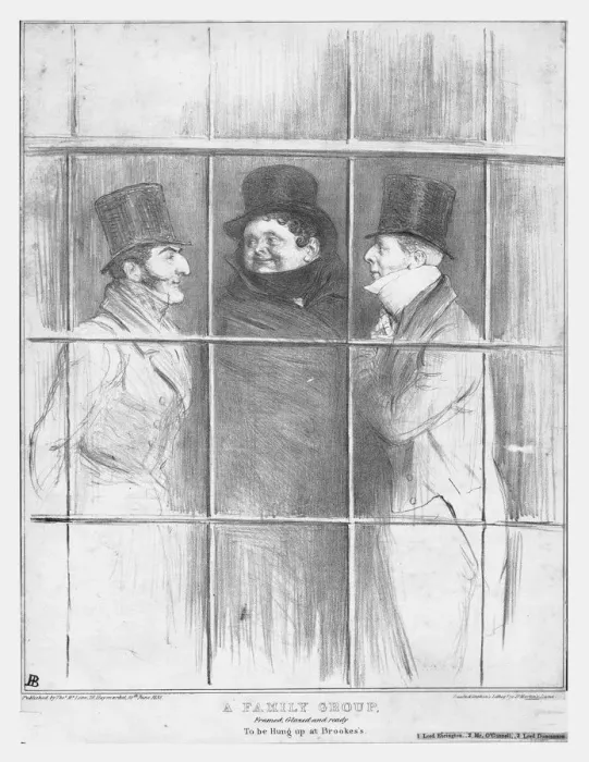 Framed Print : A Family Group, framed, glazed and ready to be hung up at Brookes s, 1835. Creator: John Doyle Framed Print : A Family Group, framed, glazed and ready to be hung up at Brookes s, 1835. Creator: John Doyle