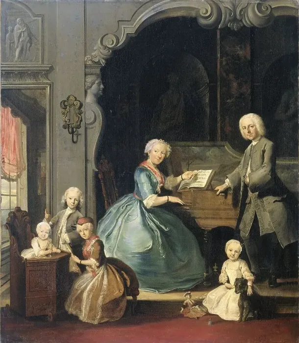 Framed Print : Family Group near a Harpsichord, 1739. Creator: Cornelis Troost Framed Print : Family Group near a Harpsichord, 1739. Creator: Cornelis Troost