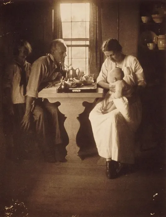 Framed Print : Family Group at a Table, c.1905. Creator: Gertrude Kasebier Framed Print : Family Group at a Table, c.1905. Creator: Gertrude Kasebier