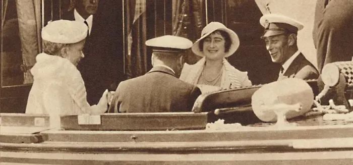 Framed Print : Family Joke - leaving the Royal Yacht Albert and Victoria at Cowes, c1935 (1937) Framed Print : Family Joke - leaving the Royal Yacht Albert and Victoria at Cowes, c1935 (1937)