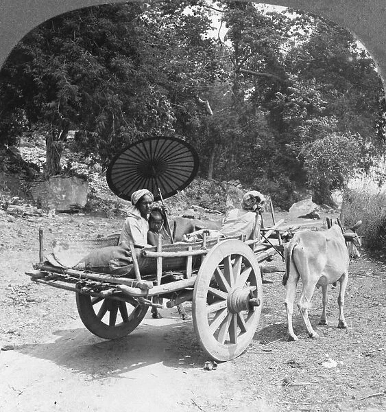 Family journeying through the jungle near Mingun, Burma, 1908. Artist: Stereo Travel Co