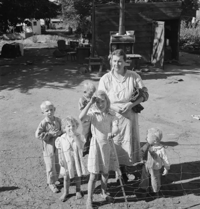 Framed Print : Family living in shacktown community, mostly from Kansas and... Washington, Yakima Valley, 1939. Creator: Dorothea Lange Framed Print : Family living in shacktown community, mostly from Kansas and... Washington, Yakima Valley, 1939. Creator: Dorothea Lange