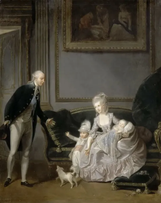 Framed Print : The Family of Louis Philippe Joseph d Orleans (1747-1793) at the Palais-Royal, 1776. Artist: Cibot, Edouard (1799-1877) Framed Print : The Family of Louis Philippe Joseph d Orleans (1747-1793) at the Palais-Royal, 1776. Artist: Cibot, Edouard (1799-1877)
