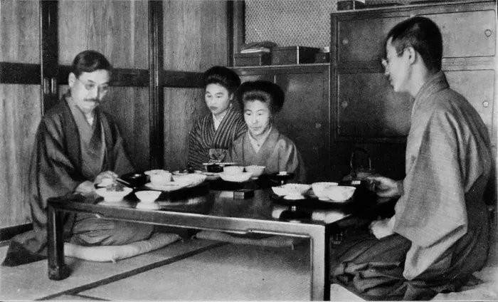 Framed Print : Family luncheon a la Japonaise, c1900, (1921). Artist: Julian Leonard Street Framed Print : Family luncheon a la Japonaise, c1900, (1921). Artist: Julian Leonard Street