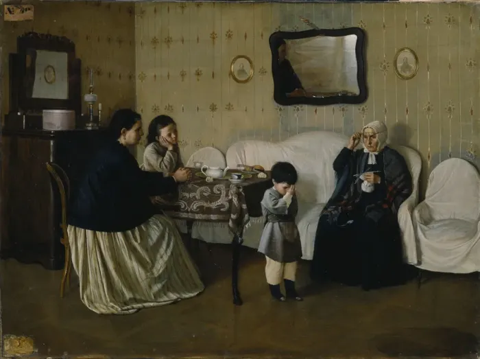 Framed Print : A Family Morning. Teach Child to Pray, 1871. Artist: Rumyantsev, Andrei Antipovich (?-1907) Framed Print : A Family Morning. Teach Child to Pray, 1871. Artist: Rumyantsev, Andrei Antipovich (?-1907)