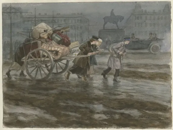 Framed Print : Family moving its belongings on cart (from the series of watercolors Russian revolution), 1917-1918 Framed Print : Family moving its belongings on cart (from the series of watercolors Russian revolution), 1917-1918