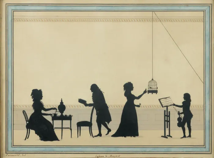 Framed Print : Family Mozart, c. 1763. Artist: Carmontelle, Louis (1717-1806) Framed Print : Family Mozart, c. 1763. Artist: Carmontelle, Louis (1717-1806)