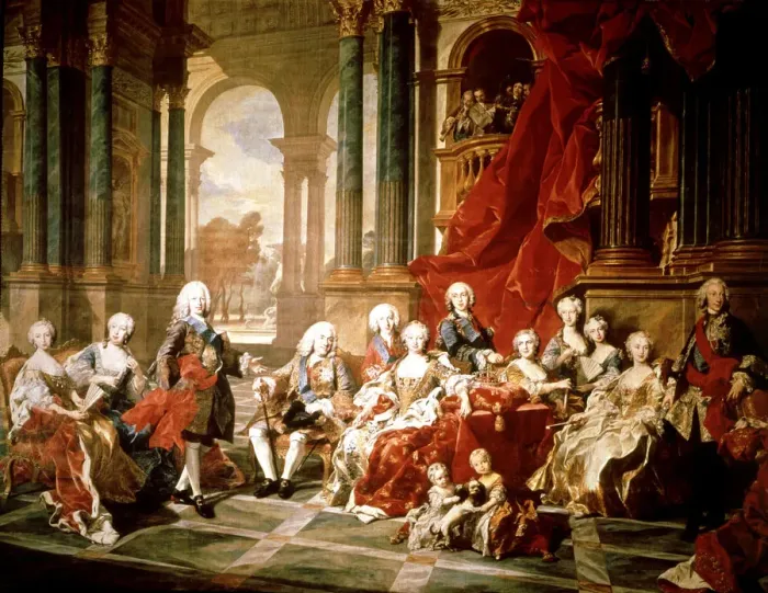 Framed Print : The family of Philip V, Oil by Louis Van Loo Framed Print : The family of Philip V, Oil by Louis Van Loo