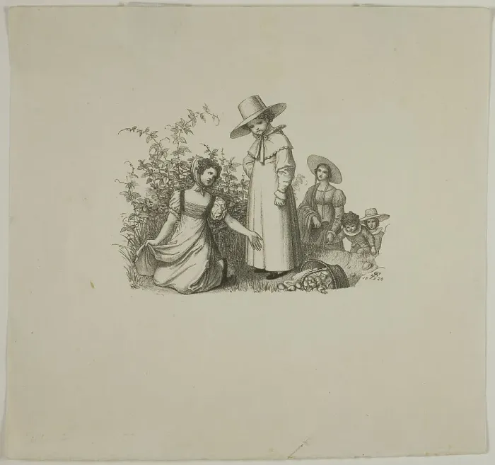 Framed Print : Family with Picnic Baskets, 1820. Creator: Ludwig Ferdinand Schnorr von Carolsfeld Framed Print : Family with Picnic Baskets, 1820. Creator: Ludwig Ferdinand Schnorr von Carolsfeld