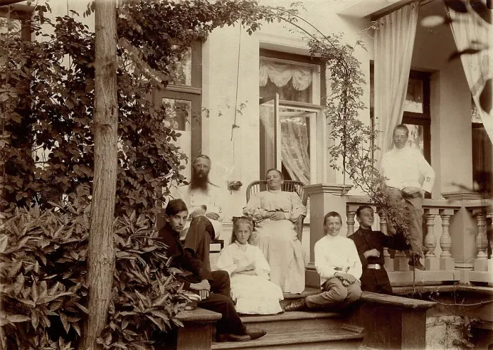 Framed Print : Family P.N. Konovalov during a holiday at the dacha (in Tarakanovo), 1890. Creator: Unknown Framed Print : Family P.N. Konovalov during a holiday at the dacha (in Tarakanovo), 1890. Creator: Unknown