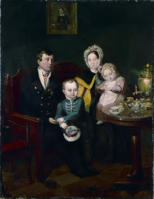 Framed Print : Family portrait, 1837. Artist: Mokritsky, Apollon Nikolayevich (1810-1870) Framed Print : Family portrait, 1837. Artist: Mokritsky, Apollon Nikolayevich (1810-1870)