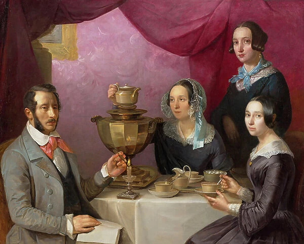 Family portrait, 1844. Creator: Myagkov, Timophey Egorovich (1811-1865)