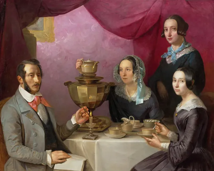 Framed Print : Family portrait, 1844. Creator: Myagkov, Timophey Egorovich (1811-1865) Framed Print : Family portrait, 1844. Creator: Myagkov, Timophey Egorovich (1811-1865)