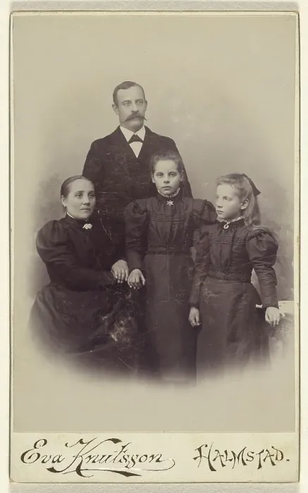 Framed Print : Family portrait: mother, father, and two daughters, 1895-1912. Creator: Eva Knutsson Framed Print : Family portrait: mother, father, and two daughters, 1895-1912. Creator: Eva Knutsson