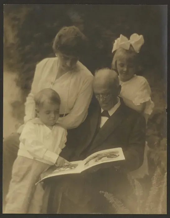 Framed Print : Family Portrait with Picture Book, 1907-1943. Creator: Louis Fleckenstein Framed Print : Family Portrait with Picture Book, 1907-1943. Creator: Louis Fleckenstein