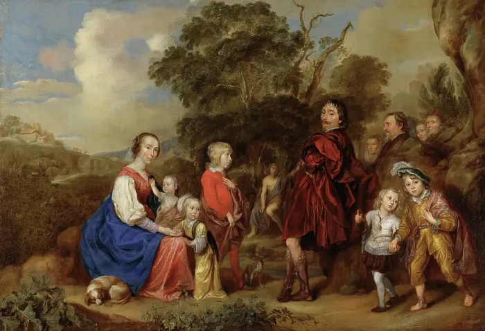 Framed Print : Family Portrait with St. John the Baptist, 1639. Creator: Jan Mytens