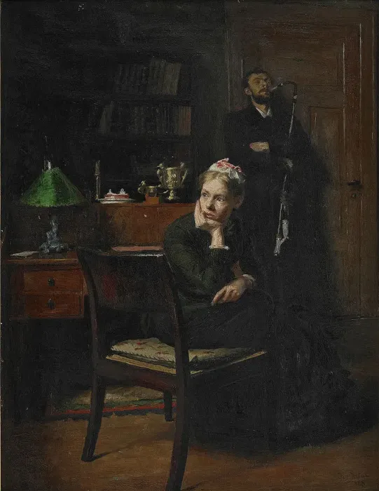 Framed Print : Family Scene in an Interior, 1885. Artist: Ilsted, Peter Vilhelm (1861-1933) Framed Print : Family Scene in an Interior, 1885. Artist: Ilsted, Peter Vilhelm (1861-1933)