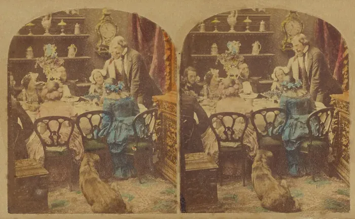 Framed Print : Family scene at table, about 1857. Creator: Joseph John Elliott Framed Print : Family scene at table, about 1857. Creator: Joseph John Elliott