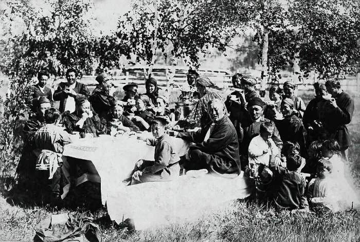 Framed Print : Family tea party, late 19th cent - early 20th cent. Creator: I Popov Framed Print : Family tea party, late 19th cent - early 20th cent. Creator: I Popov