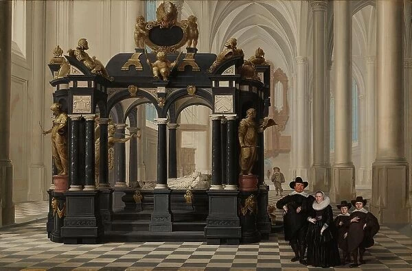 A Family beside the Tomb of Prince William i in the Nieuwe Kerk, Delft, 1645. Creator: Dirck van Delen