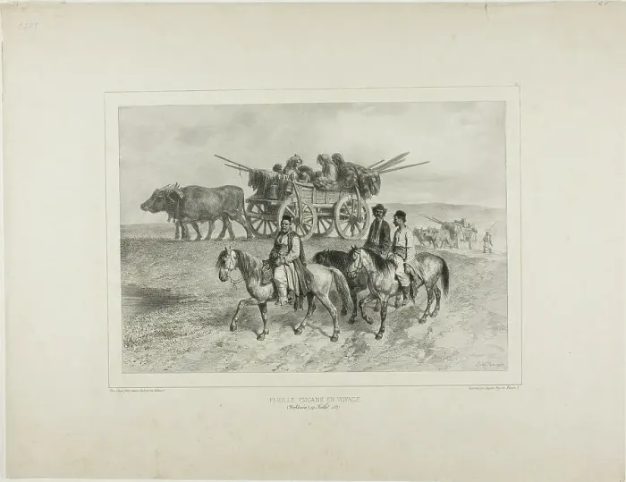 Framed Print : Family of Traveling Hungarian Gypsies, Moldavia, July 19, 1837, 1839. Creator: Auguste Raffet Framed Print : Family of Traveling Hungarian Gypsies, Moldavia, July 19, 1837, 1839. Creator: Auguste Raffet