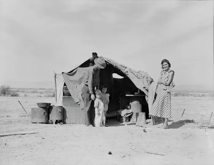 Framed Print : This family...about to be returned to Oklahoma...Neideffer Camp, Imperial Valley, CA, 1937. Creator: Dorothea Lange Framed Print : This family...about to be returned to Oklahoma...Neideffer Camp, Imperial Valley, CA, 1937. Creator: Dorothea Lange
