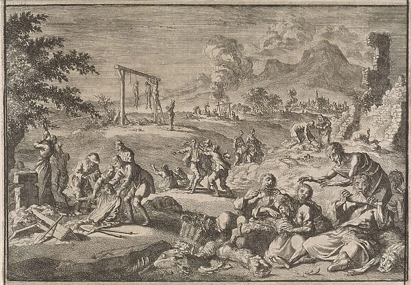 The Famine in Germany, 1637, 1701. Creator: Luyken, Caspar (1672-1708)