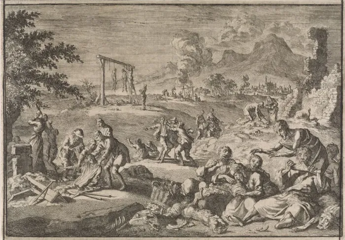 Framed Print : The Famine in Germany, 1637, 1701. Creator: Luyken, Caspar (1672-1708) Framed Print : The Famine in Germany, 1637, 1701. Creator: Luyken, Caspar (1672-1708)