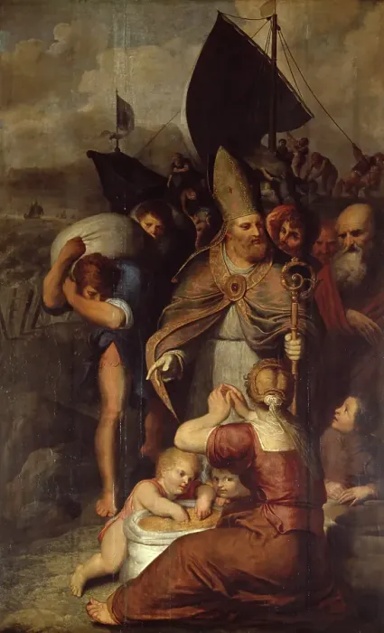 Framed Print : During a Famine in Myra Saint Nicholas Saves the People. Creator: Otto Van Veen Framed Print : During a Famine in Myra Saint Nicholas Saves the People. Creator: Otto Van Veen