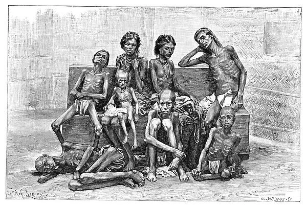 Famine victims, India, 1895. Artist: Charles Barbant