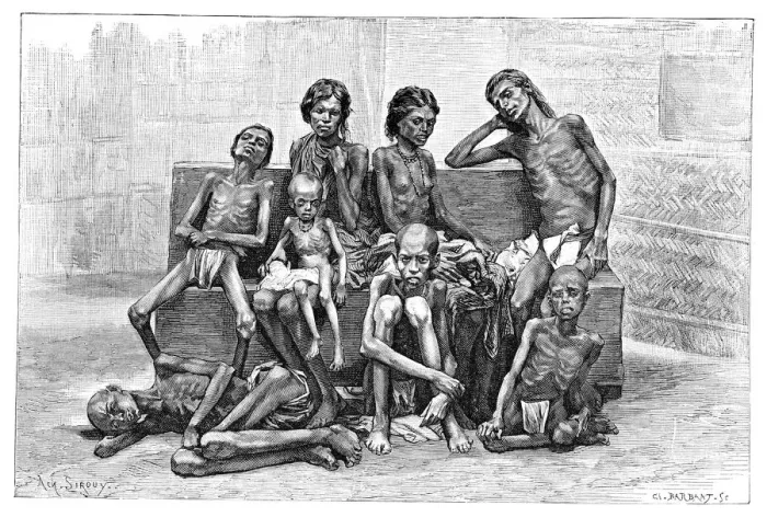 Framed Print : Famine victims, India, 1895. Artist: Charles Barbant Framed Print : Famine victims, India, 1895. Artist: Charles Barbant