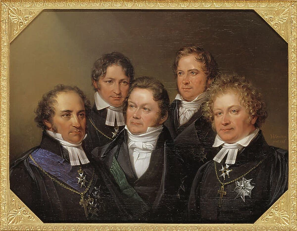 Five famous contemporaries, 1843. Creator: Johan Gustaf Sandberg