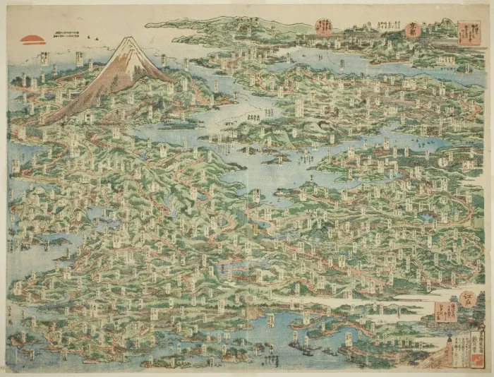 Framed Print : The Famous Places on the Tokaido in One View (Tokaido meisho ichiran), Japan, 1818 Framed Print : The Famous Places on the Tokaido in One View (Tokaido meisho ichiran), Japan, 1818