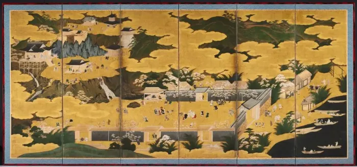 Framed Print : Famous Views of Omi, 1660s-90s. Creator: Kano Ein? (Japanese, 1631-1697), circle of Framed Print : Famous Views of Omi, 1660s-90s. Creator: Kano Ein? (Japanese, 1631-1697), circle of
