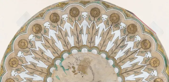 Framed Print : Fan Design with Cats and Sunflowers, ca. 1885-90. Creator: Henri-Charles Guerard
