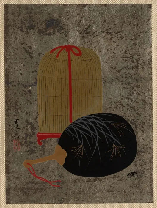 Framed Print : Fan and Insect Cage. Creator: Shibata Zeshin Framed Print : Fan and Insect Cage. Creator: Shibata Zeshin