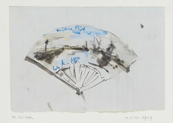 Framed Print : Fan with landscape, 1867-1930. Creator: Philip Zilcken Framed Print : Fan with landscape, 1867-1930. Creator: Philip Zilcken