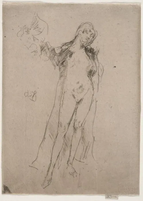 Framed Print : The Fan (Model No. 3). Creator: James McNeill Whistler (American, 1834-1903) Framed Print : The Fan (Model No. 3). Creator: James McNeill Whistler (American, 1834-1903)