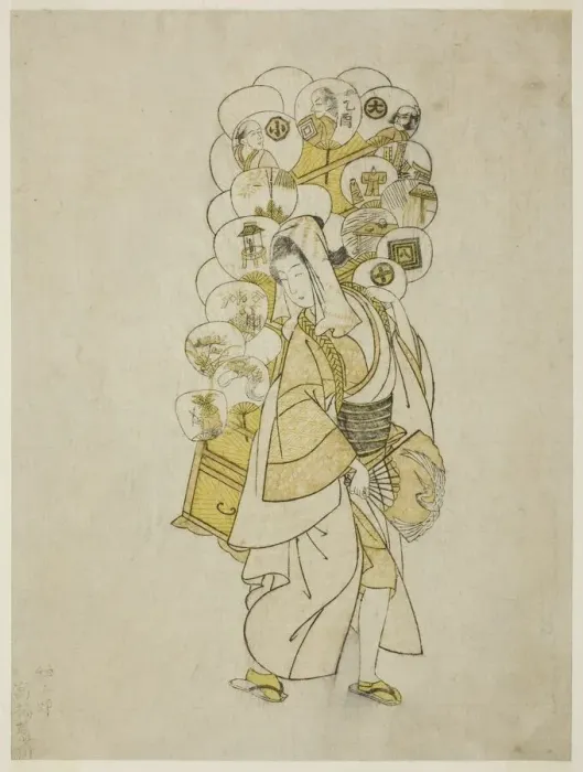 Framed Print : The Fan Peddler, 1765. Creator: Suzuki Harunobu Framed Print : The Fan Peddler, 1765. Creator: Suzuki Harunobu